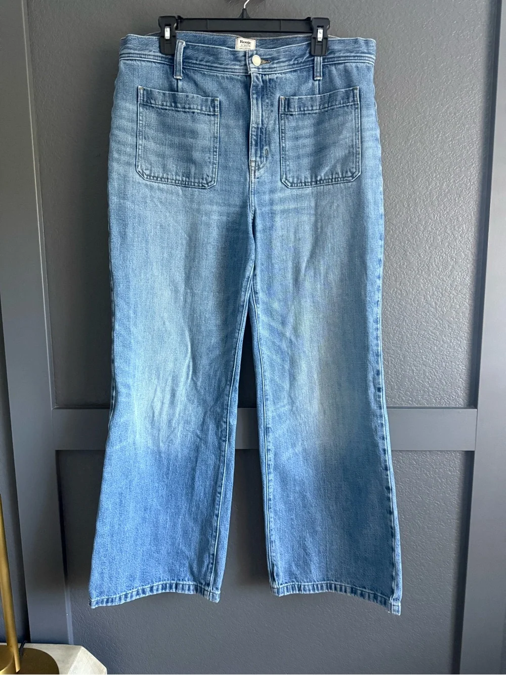 ROUJE X J.CREW • Marin high-rise flare jean patch pockets - size 32